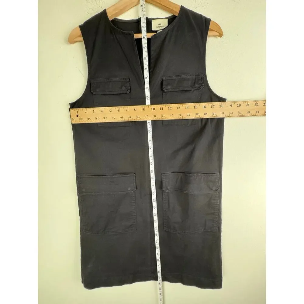 Tuckernuck Sydney Cotton Stretch Pocket Shift Mini Dress Black Medium